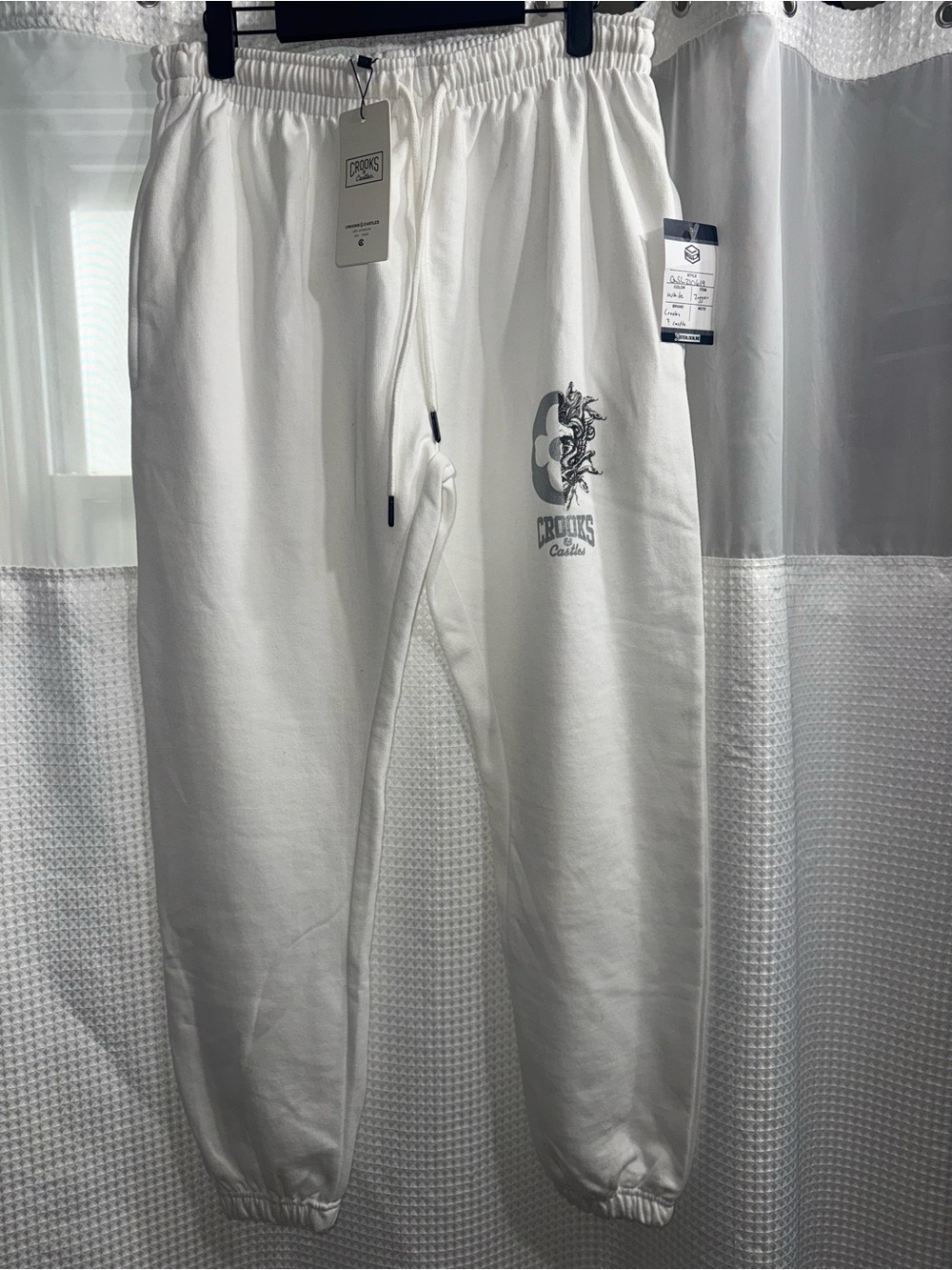 Crooks & Castles White Drawstring Sweatpants with Tag